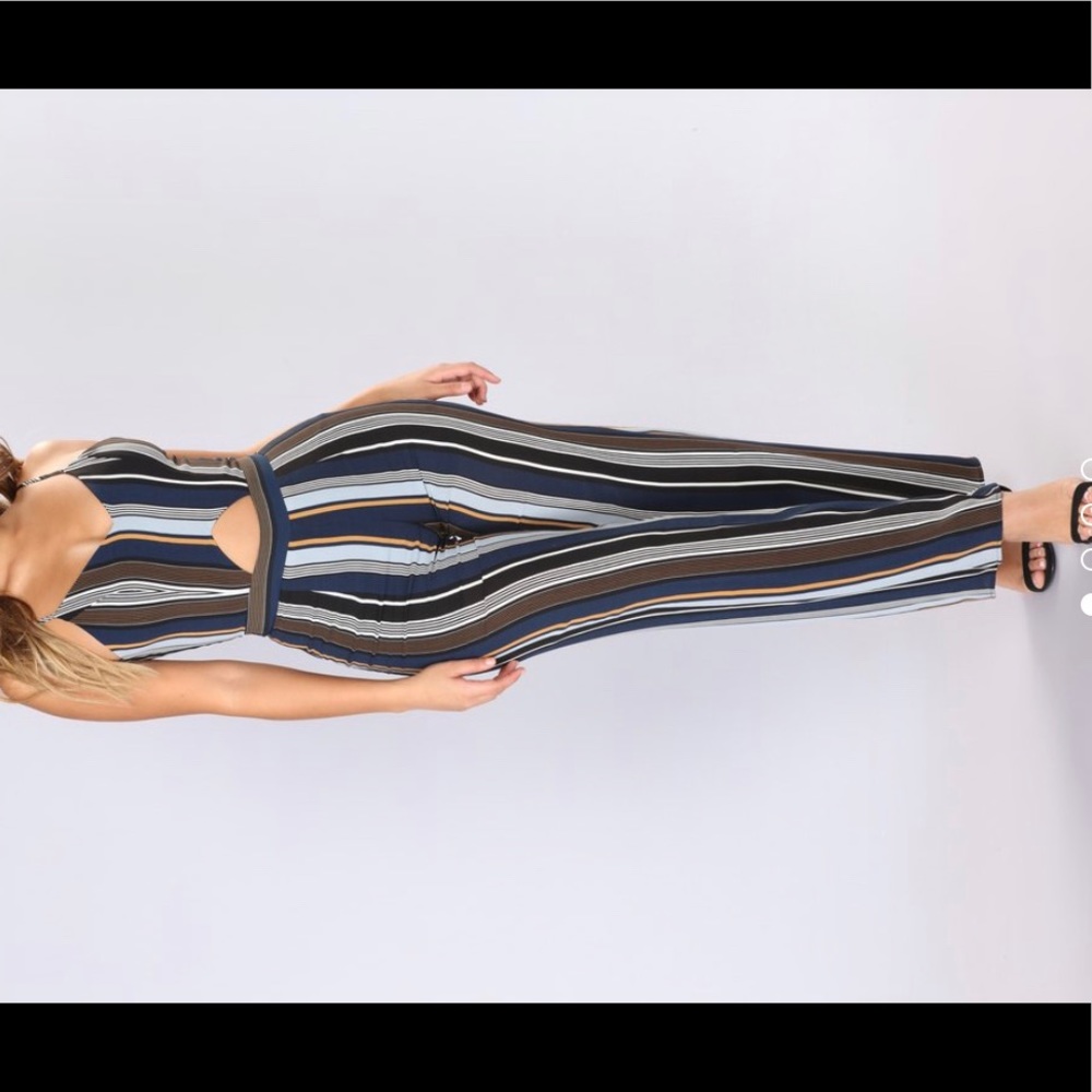 Brand New Multi Blue Stripped Jumpsuit